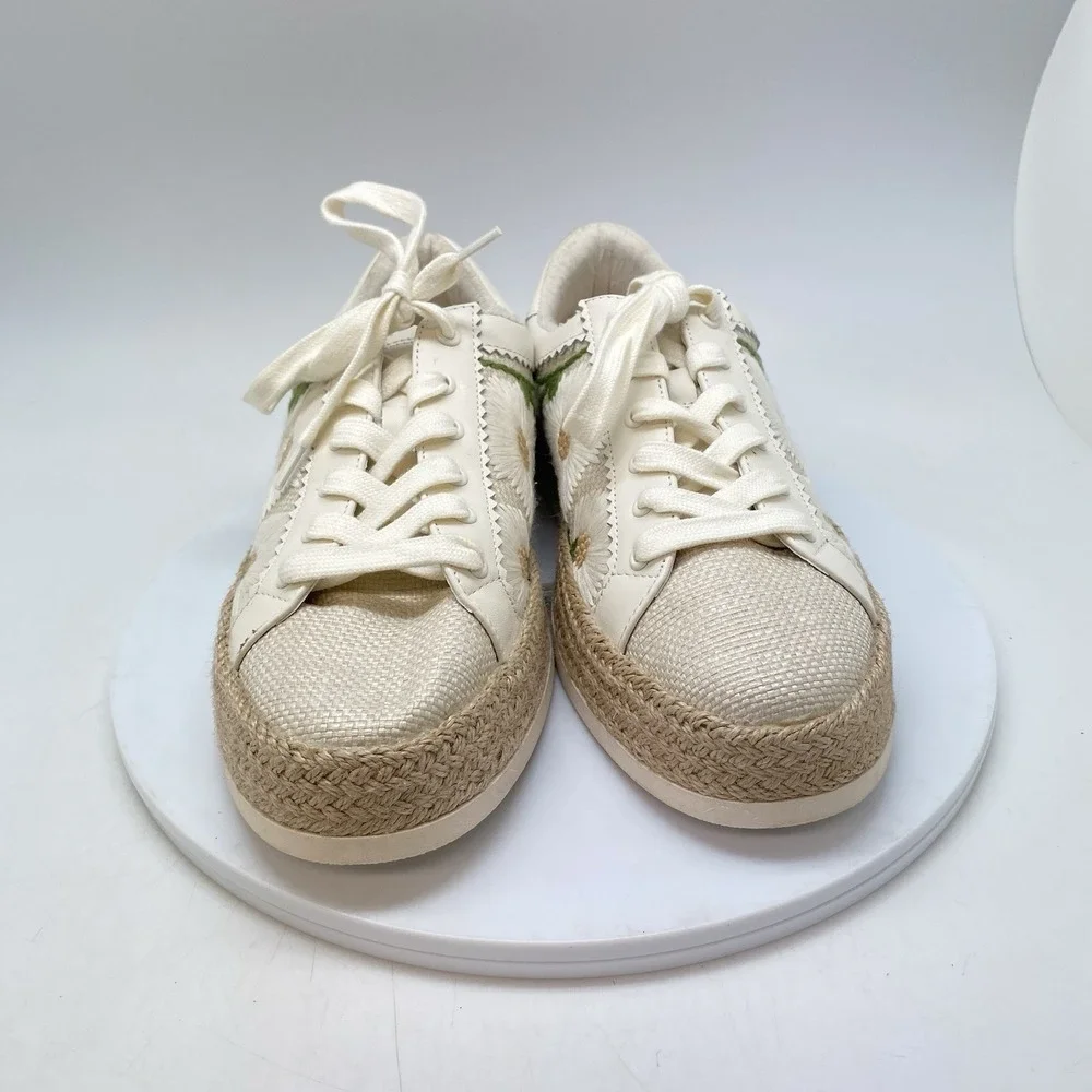 Dolce Vita Azalia Sneakers 8.5 Beige Daisy‎ Floral Raffia Espadrille Platform